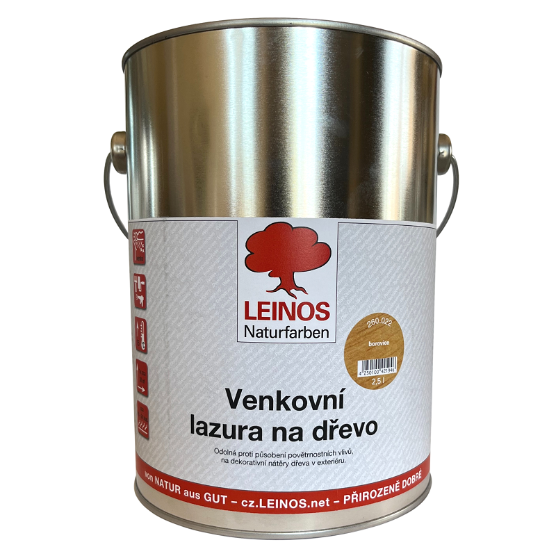 260.022 - Venkovní lazura na dřevo borovice 2,5lt