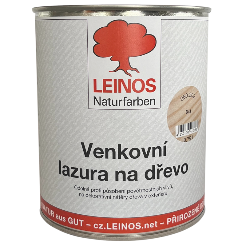 260.202 - Venkovní lazura na dřevo bílá 0,75lt