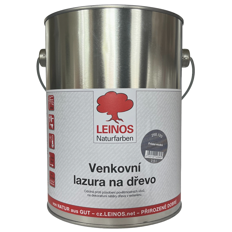 260.123 - Venkovní lazura na dřevo fríská modrá 2,5lt