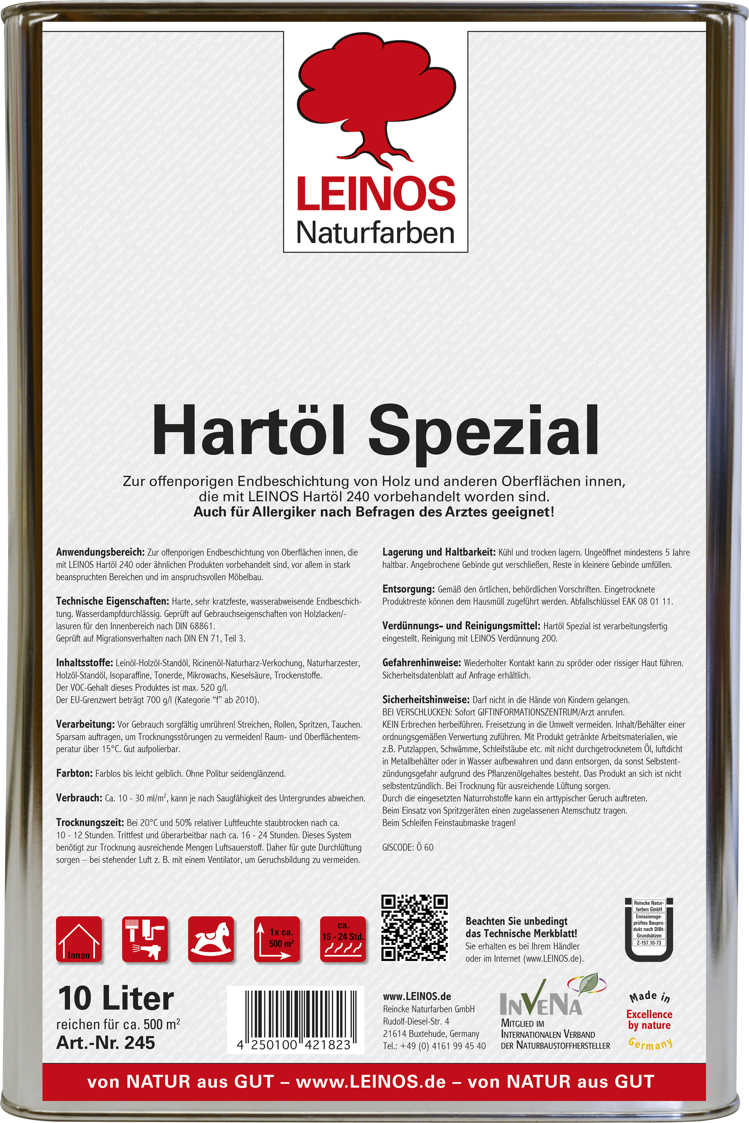 LEINOS 245 - Tvrdý olej speciál 10lt